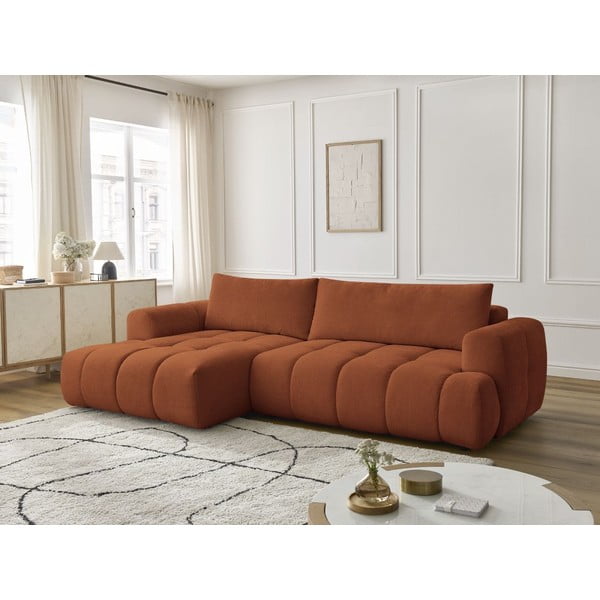 Ceglasty rozkładany/ze schowkiem narożnik (lewostronny/z szezlongiem) Fuji – Bobochic Paris-image-1