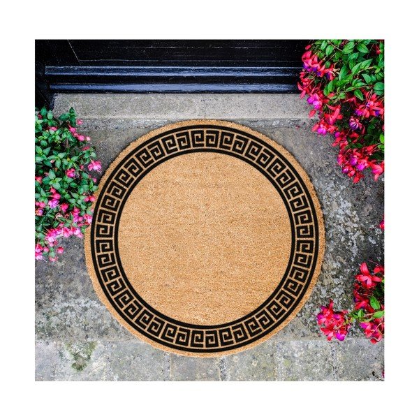 Okrągła wycieraczka z naturalnego włókna kokosowego Artsy Doormats Greek Border, ⌀ 70 cm-image-2