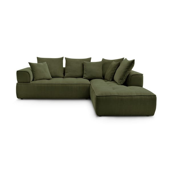 Zielony narożnik z tkaniny szenilowej (prawostronny/w kształcie litery L) Whesley – Bobochic Paris