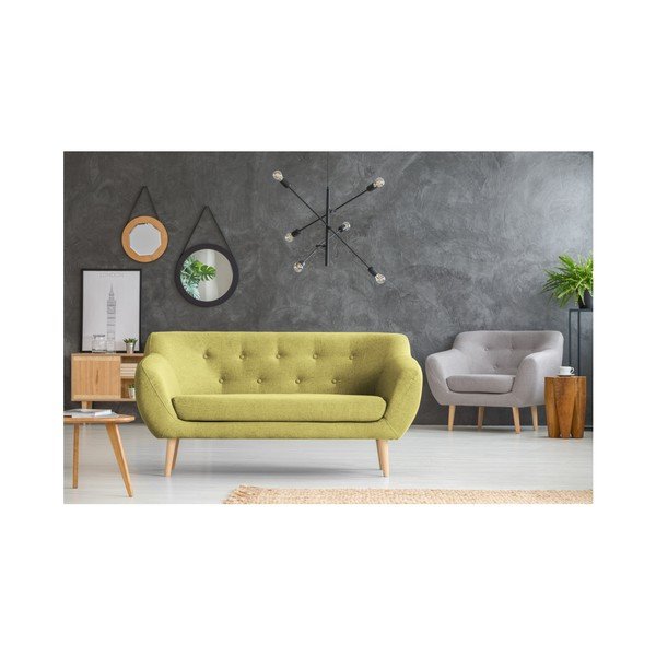 Żółta sofa dwuosobowa z jasnymi nogami Mazzini Sofas Sicile-image-4