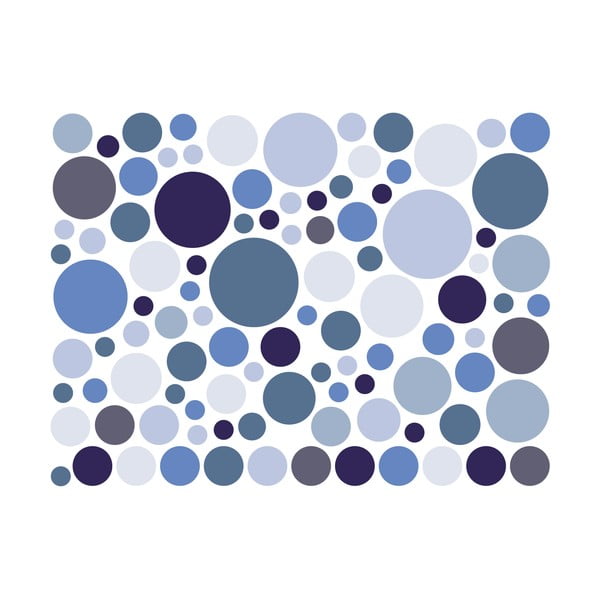 Zestaw 100 niebieskich naklejek ściennych Ambiance Round Stickers-image-2