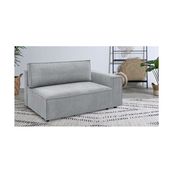 Jasnoszary sztruksowy moduł sofy (prawostronny) Nihad modular – Bobochic Paris-image-1