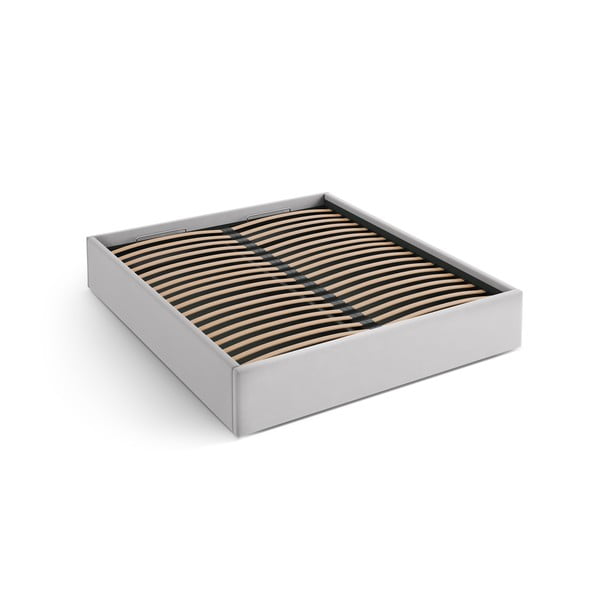 Jasnoszare tapicerowane łóżko dwuosobowe ze schowkiem/bez zagłówka ze stelażem 180x200 cm Susan – Micadoni 