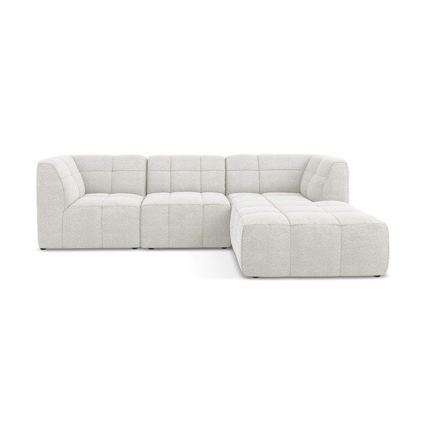 Biały narożnik z materiału bouclé (prawostronny/z szezlongiem) Aloha – Makamii