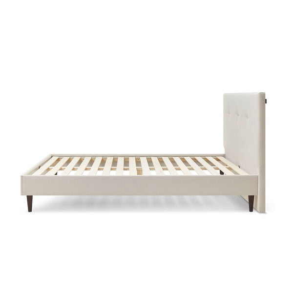 Beżowe tapicerowane łóżko dwuosobowe ze stelażem 160x200 cm Tory – Bobochic Paris-image-2