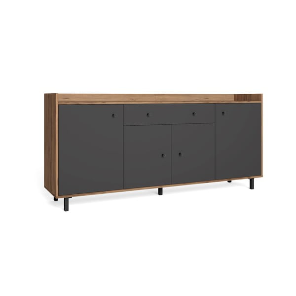 Szara niska komoda w dekorze orzecha 180x84 cm Malta – Marckeric-image-2