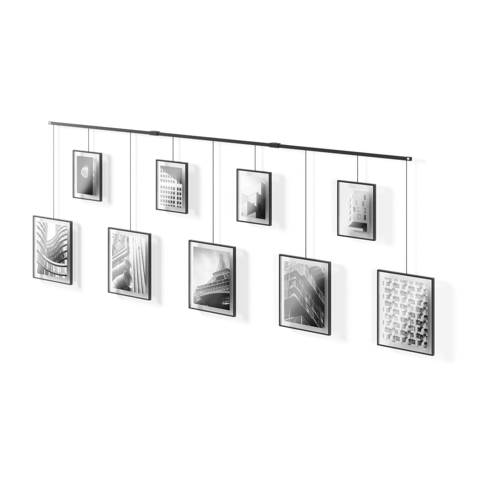 Czarne metalowe ramki ścienne zestaw 9 szt. 223x77,5 cm Exhibit – Umbra (zdjęcie 9)