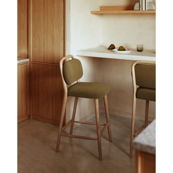 Hoker w kolorze khaki (wysokość siedziska 66 cm) Helda – Kave Home-image-2