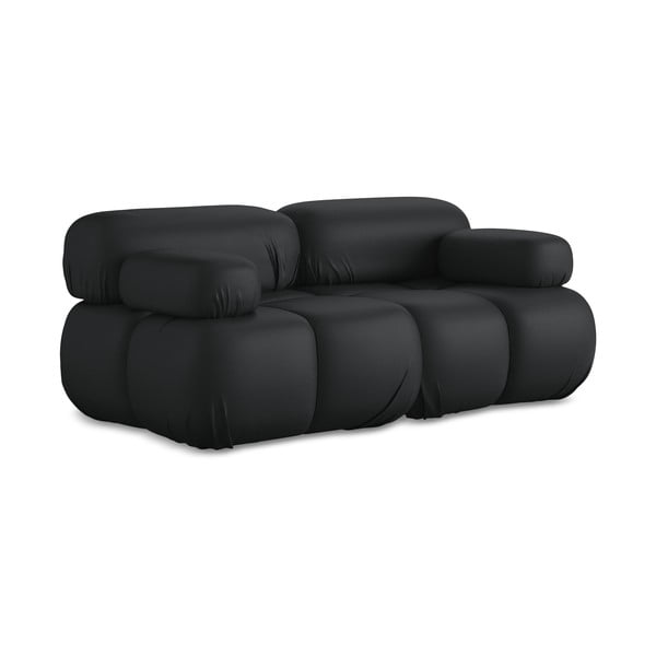 Czarna sofa modułowa z imitacji skóry 190 cm Lokua – Makamii-image-3