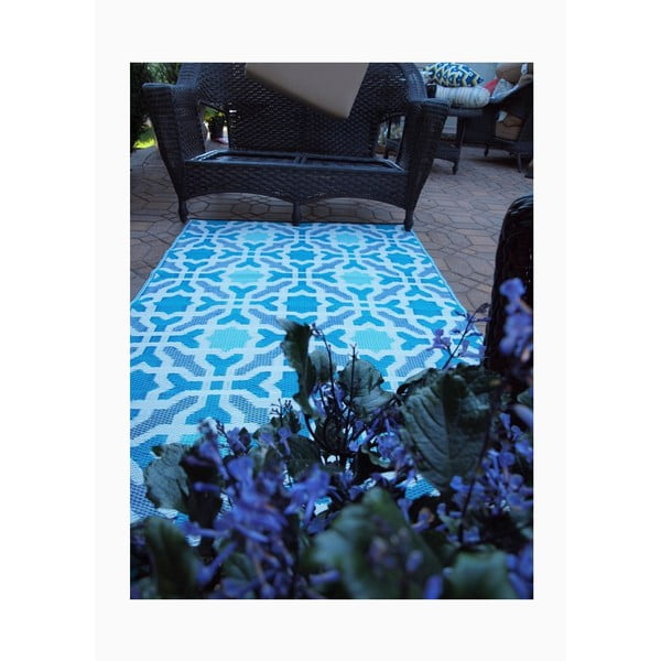 Niebiesko-szary dwustronny dywan na zewnątrz z tworzywa sztucznego z recyklingu Fab Hab Seville, 150x240 cm-image-4