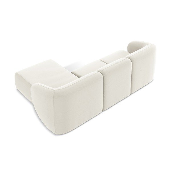 Beżowy aksamitny narożnik (prawostronny/z szezlongiem) Lani – Makamii-image-3