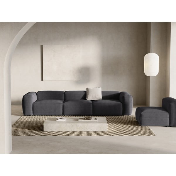 Ciemnoszara sztruksowa sofa 364 cm Bergamo – Cosmopolitan Design-image-1