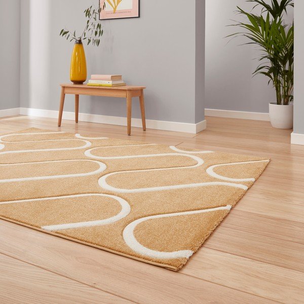 Dywan w kolorze ochry 120x170 cm Linear Curve – Catherine Lansfield-image-1