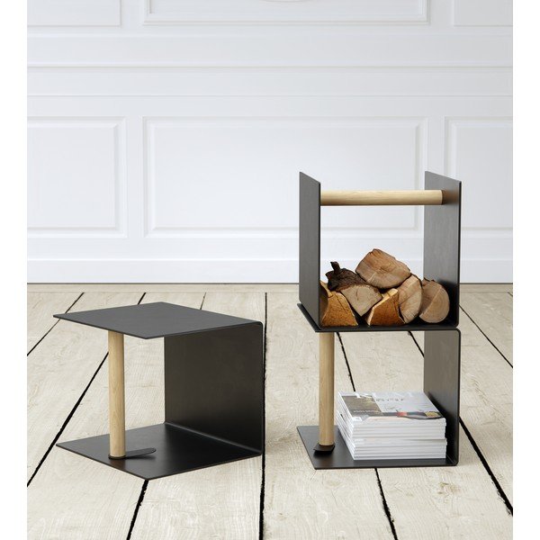 Czarny metalowy/ze skóry ekologicznej pojemnik dekoracyjny 32x38x31 cm Bull – LIND DNA-image-1