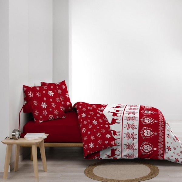 Czerwona pościel dwuosobowa z mikfroflaneli 240x220 cm Floconette – douceur d'intérieur-image-4