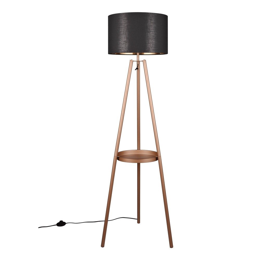 Brązowa lampa stojąca z półką (wys. 152 cm) Colette – Reality
