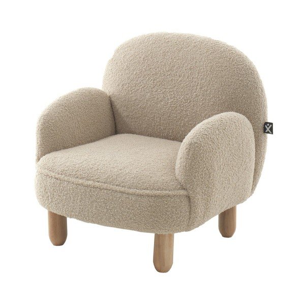 Beżowy fotel dziecięcy z materiału bouclé Rocky – Vipack
