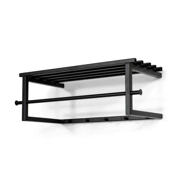 Czarny metalowy wieszak ścienny z półką 76 cm Marco – Spinder Design