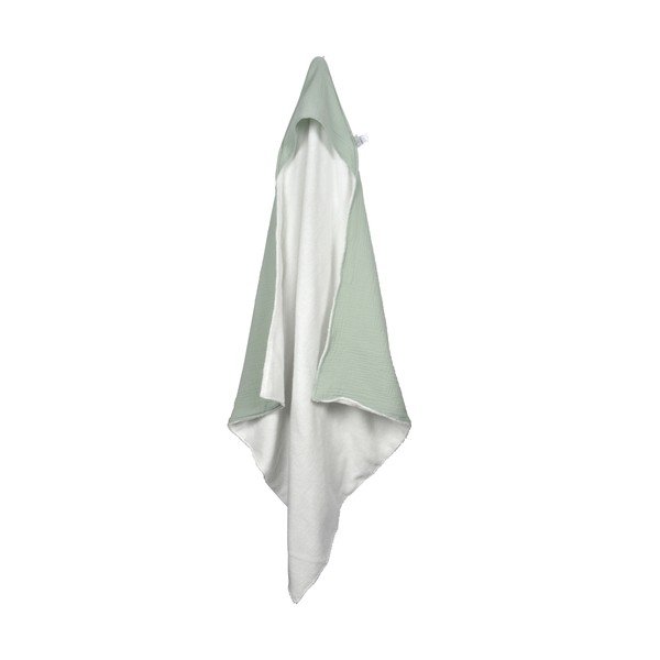 Zielony muślinowy ręcznik dziecięcy z kapturem 75x75 cm – Bébé Douceur-image-2