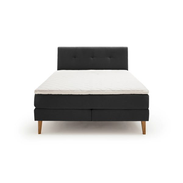 Antracytowe łóżko boxspring 180x200 cm Stockholm – Meise Möbel-image-3