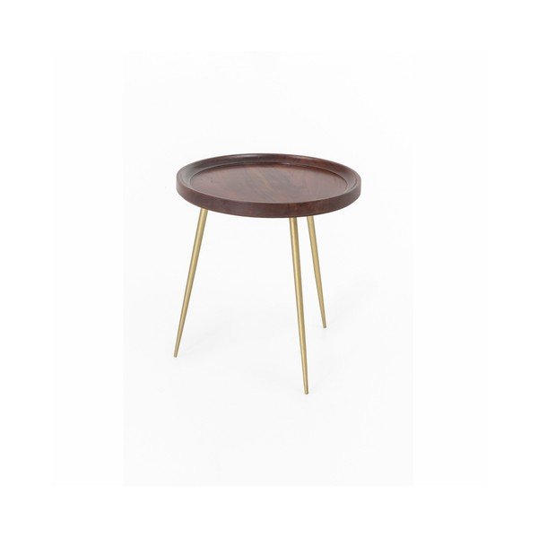 Stolik z drewna akacjowego WOOX LIVING Nora, ⌀ 46 cm-image-1