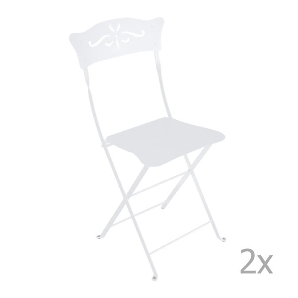 Komplet 2 białych składanych krzeseł ogrodowych Fermob Bagatelle