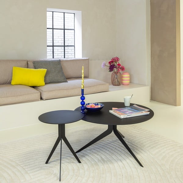 Czarny metalowy okrągły stolik ø 78 cm Daley – Spinder Design-image-1