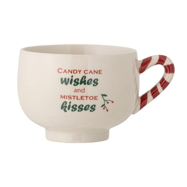 Kremowy kamionkowy kubek do cappuccino ze świątecznym motywem 250 ml Treats – Bloomingville