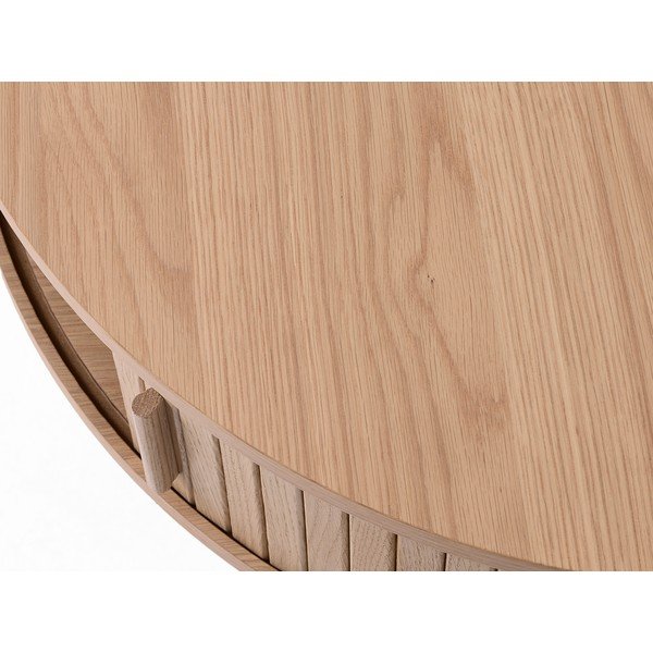 Okrągły stolik w dekorze dębu w jasnym naturalnym kolorze ø 85 cm Meta – Unique Furniture-image-4