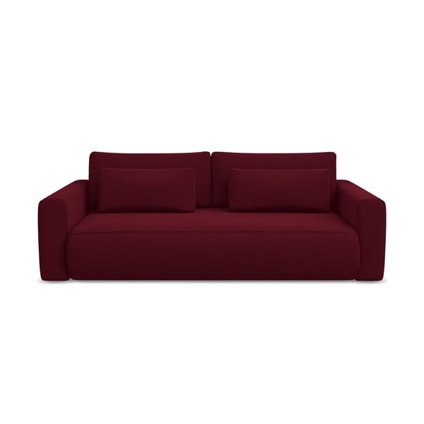Bordowa aksamitna rozkładana/ze schowkiem sofa 238 cm Kapua – Makamii