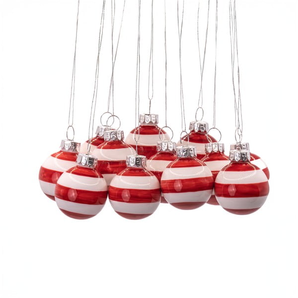 Szklane bombki zestaw 12 szt. wykonane ręcznie ø 3 cm Bauble Stripe – Sass & Belle