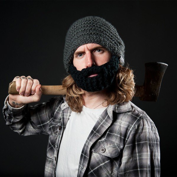 Ciemnoszara czapka z odpinaną brodą Beardo Original  -image-3