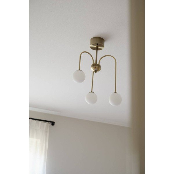 Biała/w kolorze mosiądzu lampa sufitowa z opalowego szkła ze ściemniaczem ø 42 cm Marne – Jotex-image-2