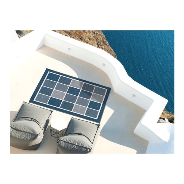 Niebieski dywan odpowiedni na zewnątrz Universal Nicol Squares, 80x150 cm-image-2