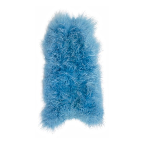 Niebieski futrzany dywan z owczej skóry z długim włosiem Arctic Fur Ptelja, 90x55 cm