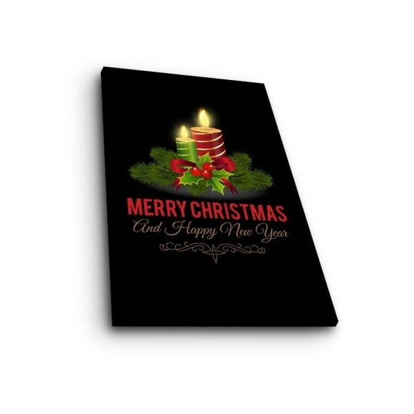 Czarny podświetlany obraz świąteczny Merry Christmas