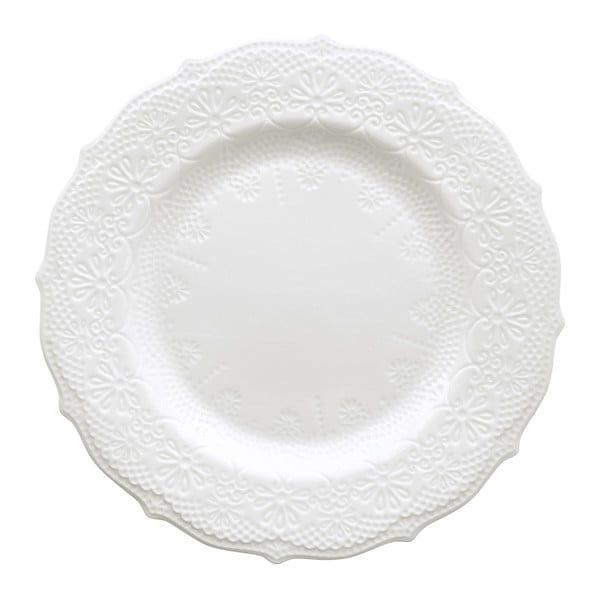 Biały talerzyk deserowy Krauff Irish Lacy, 21 cm