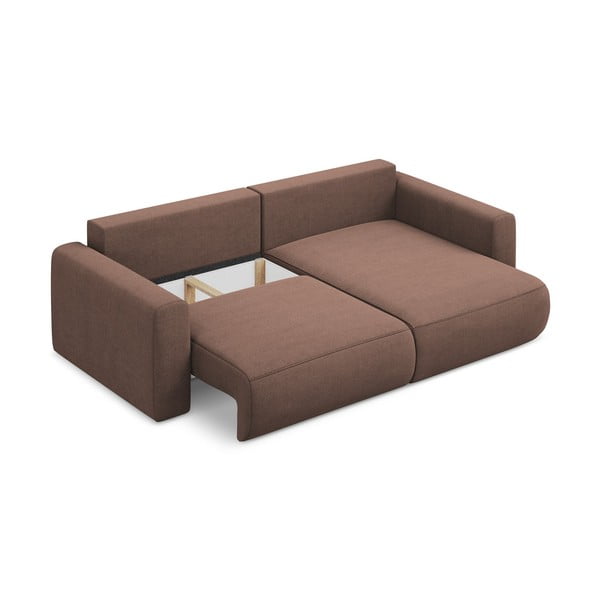 Różowy rozkładany/ze schowkiem narożnik (prawostronny/z szezlongiem) Kapua – Makamii-image-4