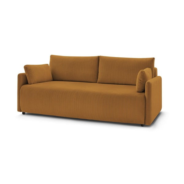 Musztardowa sztruksowa rozkładana sofa 211 cm Marcel – Bobochic Paris-image-3