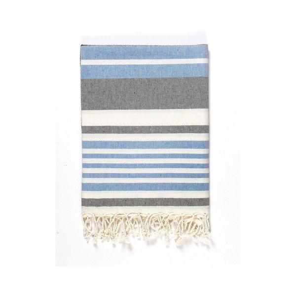 Niebiesko-szary ręcznik z domieszką bawełny Kate Louise Cotton Collection Line Blue Grey, 100x180 cm-image-3