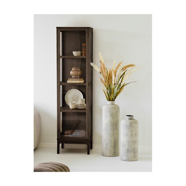 Ciemnobrązowa witryna w dekorze dębu 47x180x40 cm Zamora – House Nordic-image-1