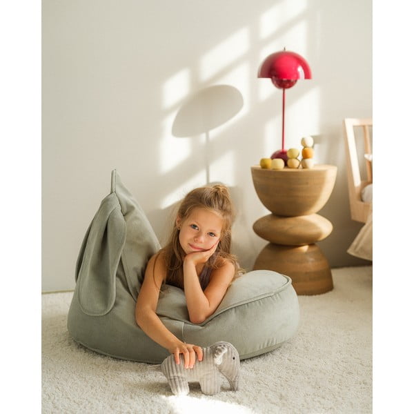 Miętowy aksamitny dziecięcy worek do siedzenia Bunny – Wigiwama-image-4