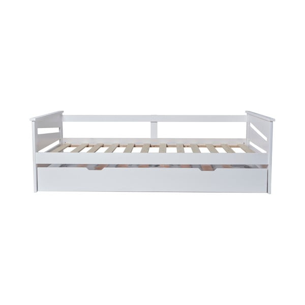 Białe łóżko dziecięce z dodatkowym wysuwanym łóżkiem Marckeric Natalie, 90x190 cm
