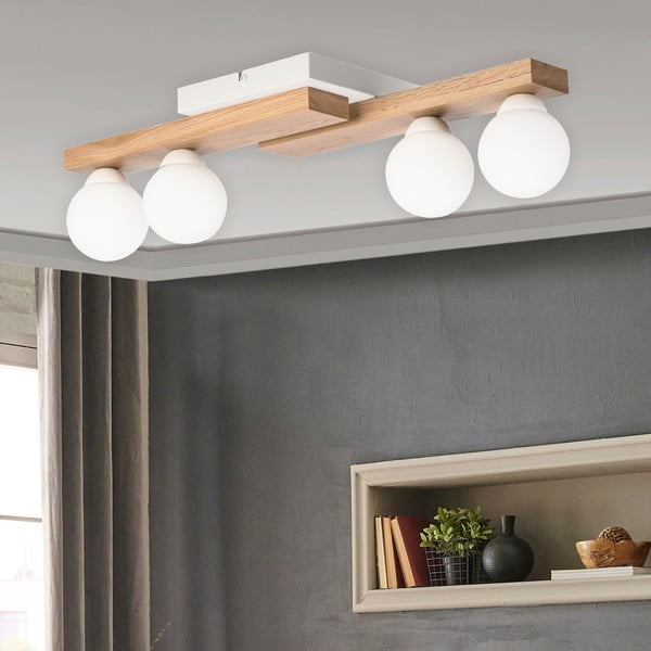 Lampa sufitowa w biało-naturalnym kolorze ze szklanym kloszem ø 12 cm Cortina – LAMKUR-image-1