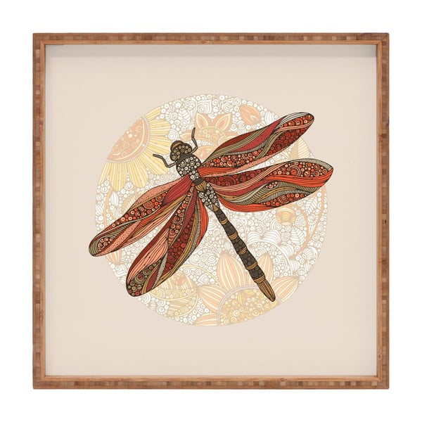 Drewniana taca dekoracyjna Dragonfly, 40x40 cm
