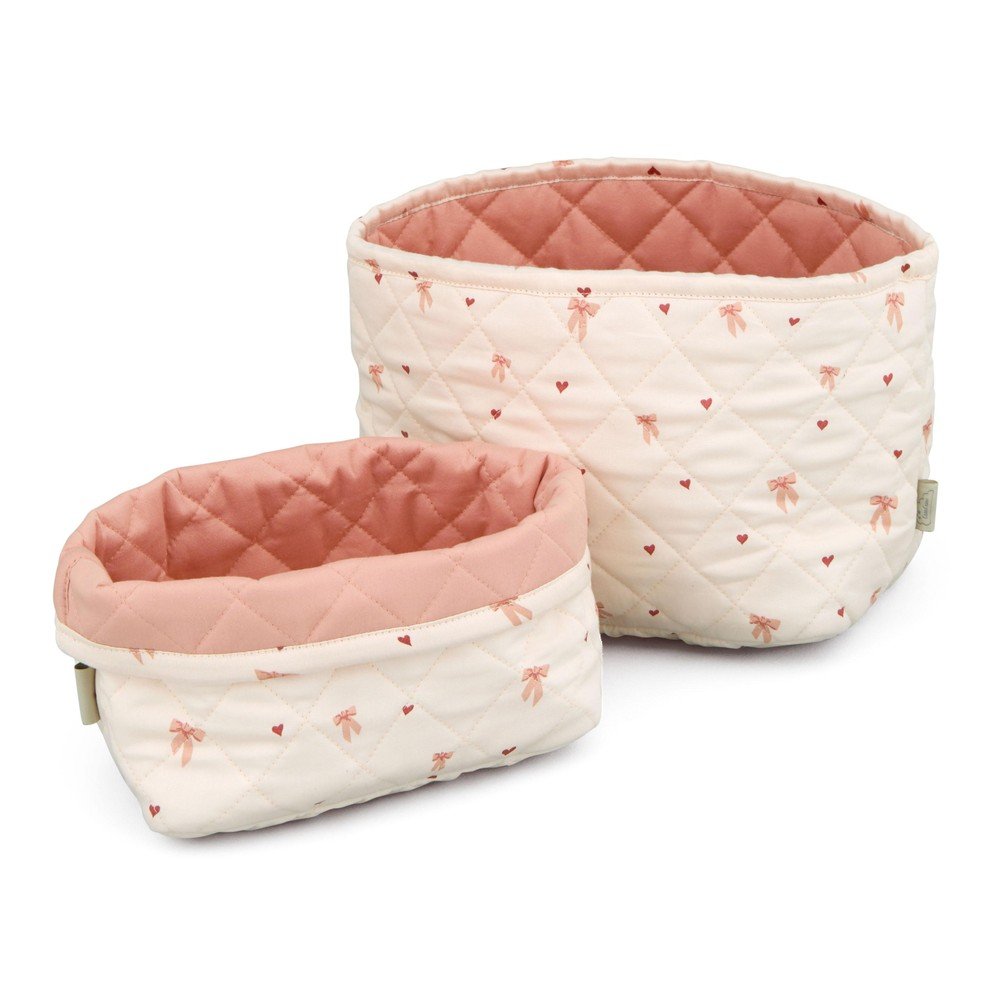 Różowe/kremowe tekstylne dziecięce kosze na zabawki 2 szt. ø 24x17 cm Bows – Cam Cam Copenhagen