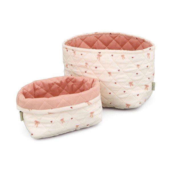 Różowe/kremowe tekstylne dziecięce kosze na zabawki 2 szt. ø 24x17 cm Bows – Cam Cam Copenhagen