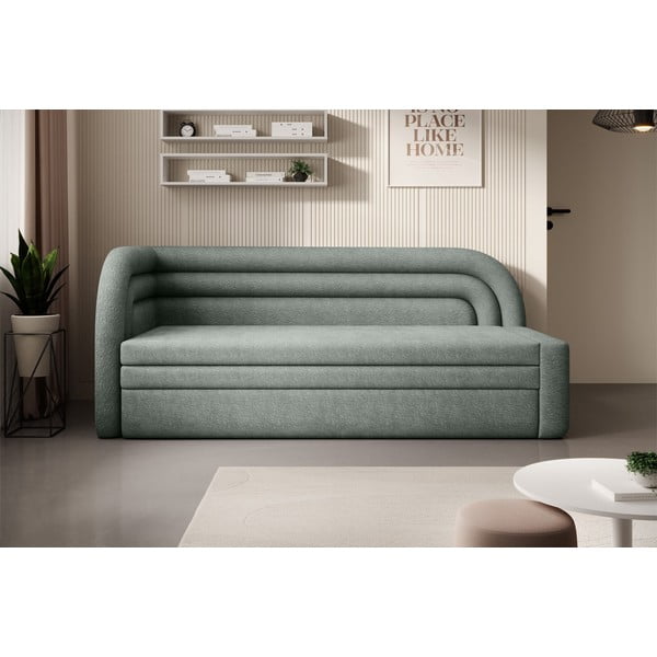 Zielona rozkładana/ze schowkiem sofa z tkaniny szenilowej lewostronna 223 cm Fabillo – ELTAP-image-1
