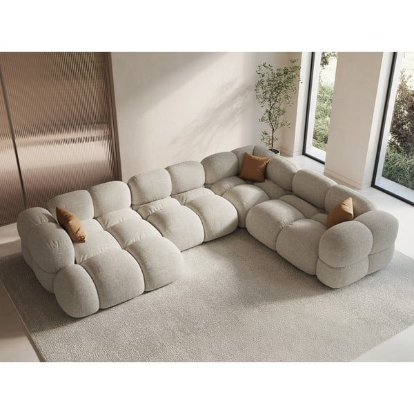 Beżowy narożnik (prawostronny/w kształcie litery U) Loretto – Cosmopolitan Design-image-1