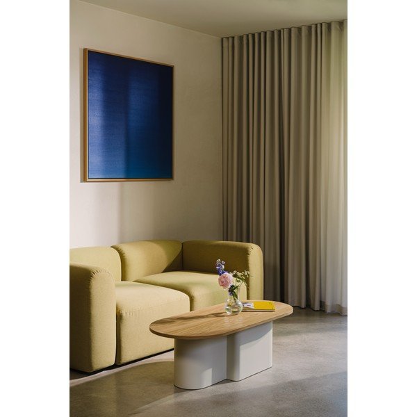 Beżowy stolik z blatem w dekorze dębu 50x115 cm Looi – noo.ma-image-3